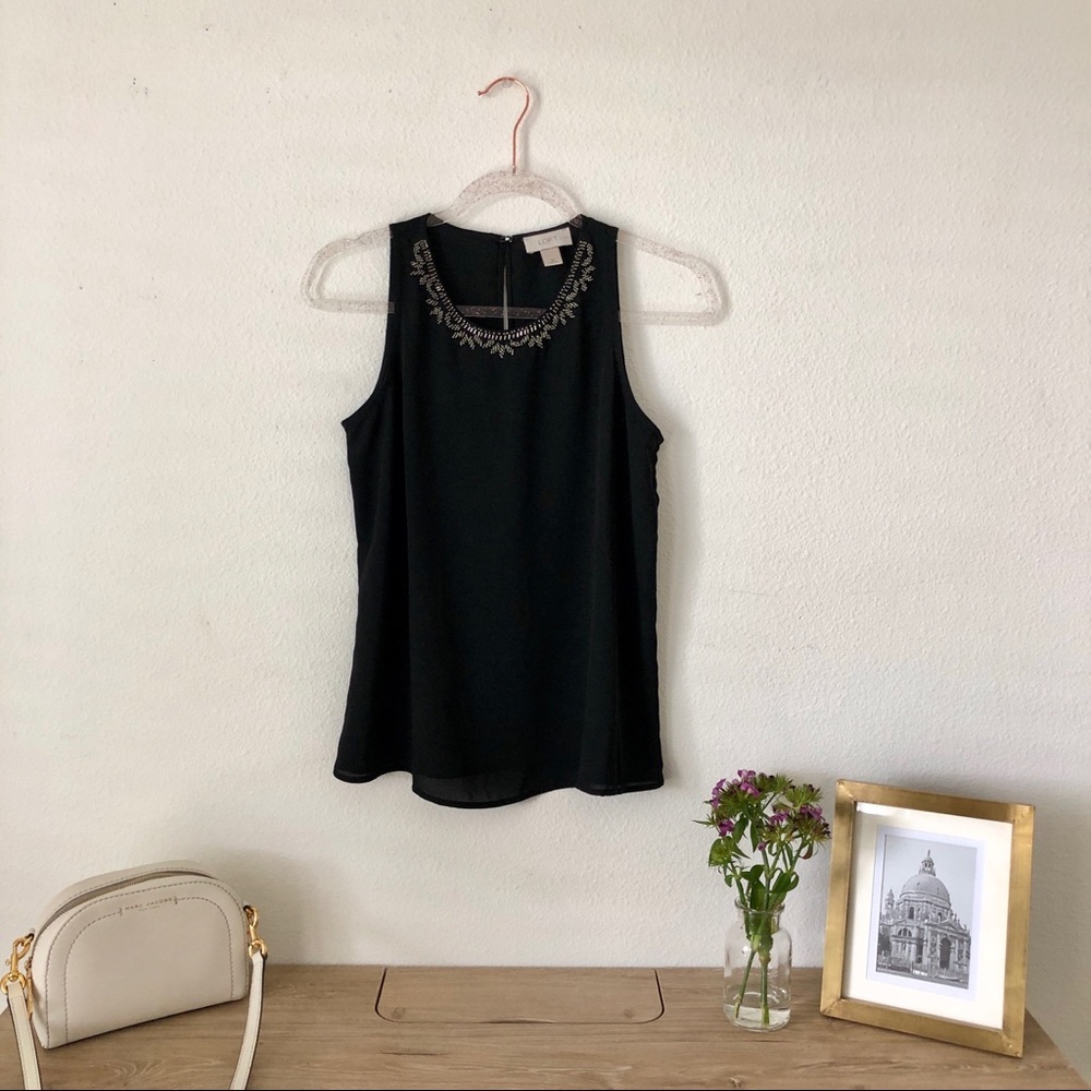 Loft Black Beaded Tank